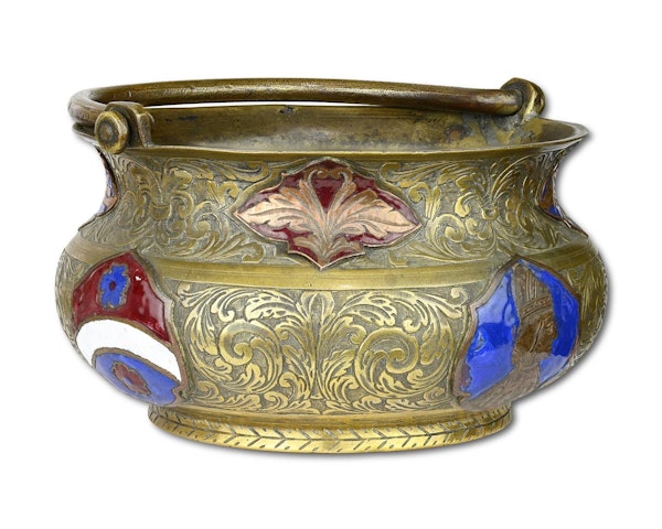 Bronze holy water bucket with enamelled plaques. Venetian, 17th / 18th century. - image 15