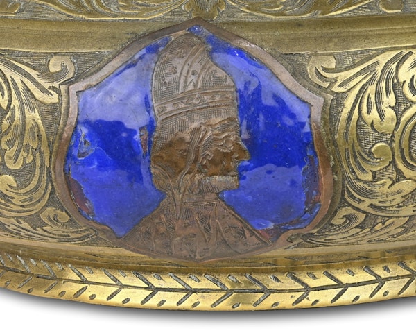Bronze holy water bucket with enamelled plaques. Venetian, 17th / 18th century. - image 7