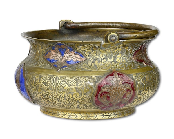 Bronze holy water bucket with enamelled plaques. Venetian, 17th / 18th century. - image 14