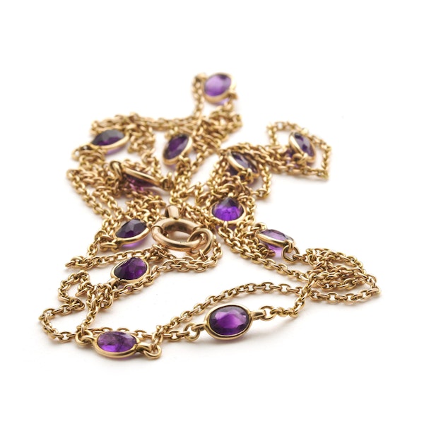 Antique Amethyst and Gold Long Chain Necklace, Circa 1920 - image 4