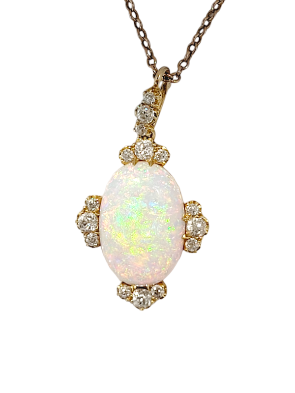 Juicy antique opal and diamond pendant SKU: 6796 DBGEMS - image 2