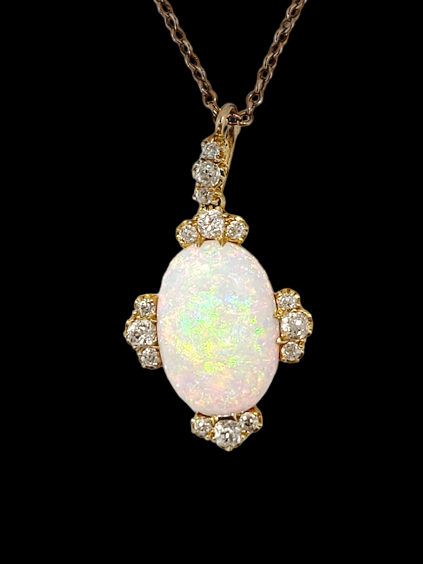 Juicy antique opal and diamond pendant SKU: 6796 DBGEMS - image 1