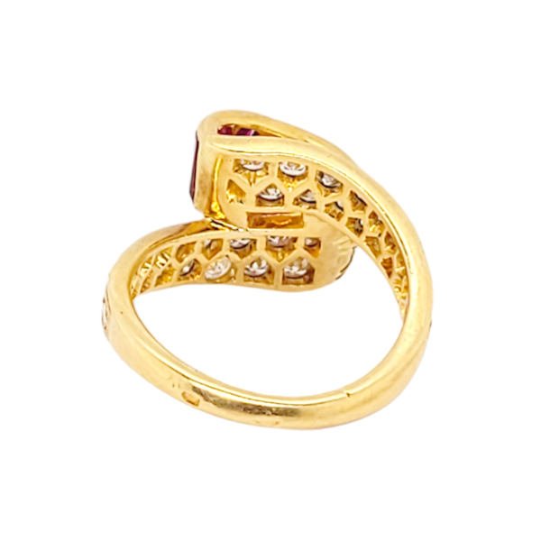 Stylish French ruby and diamond ribbon ring SKU: 6797 DBGEMS - image 1