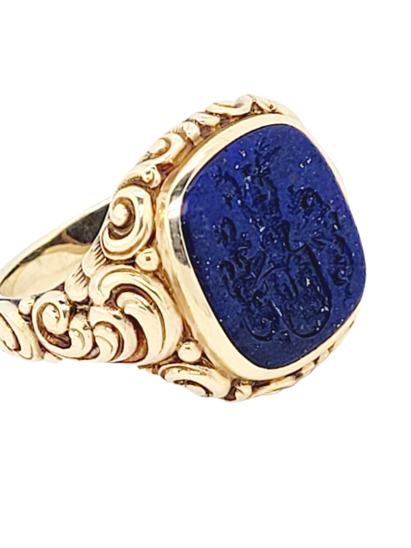 Lapis lazuli intaglio signet ring SKU: 6814 DBGEMS - image 1