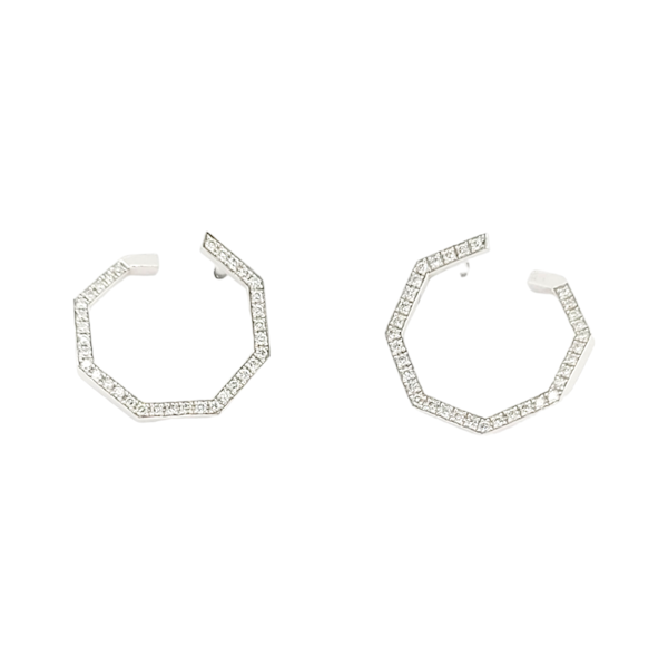 Cool octagonal diamond hoop earrings SKU: 6799 DBGEMS - image 1