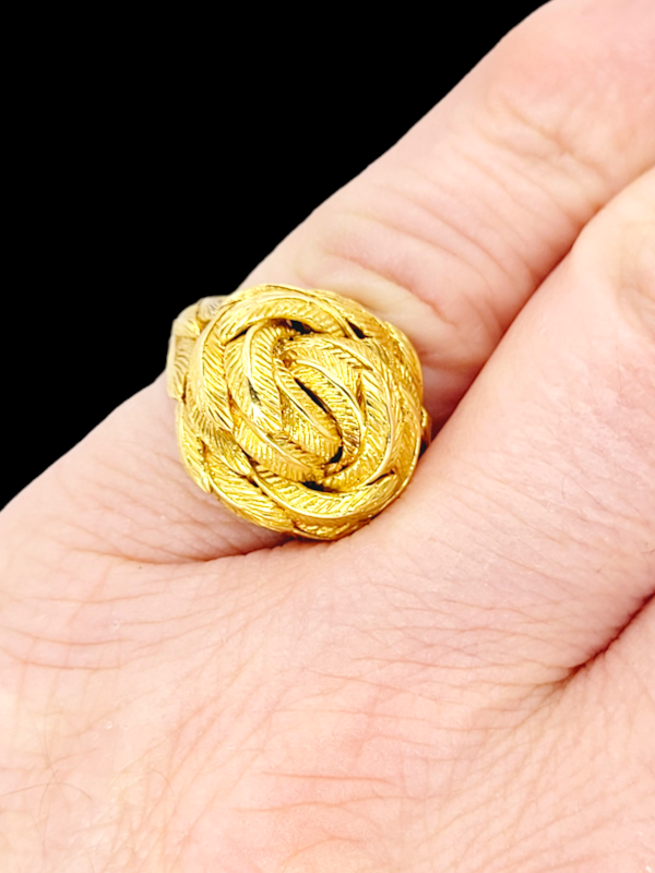 French gold feather knot ring SKU: 6824 DBGEMS - image 3