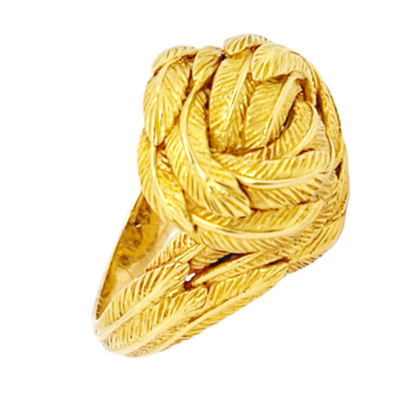 French gold feather knot ring SKU: 6824 DBGEMS - image 1