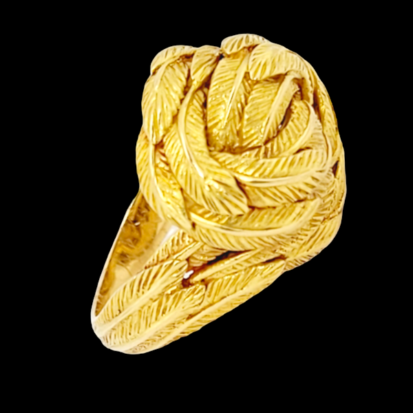 French gold feather knot ring SKU: 6824 DBGEMS - image 4