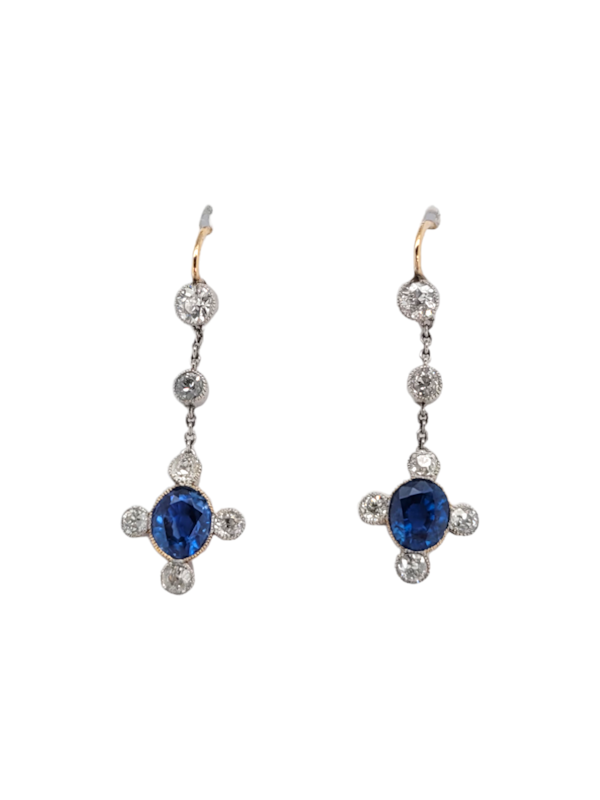 Edwardian sapphire and diamond earrings SKU: 6825 DBGEMS - image 2