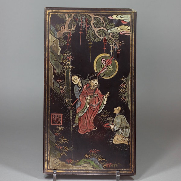 Chinese inscribed lacquer plaque, 17th century - image 1