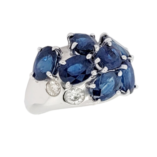 Vintage French sapphire and diamond dress ring SKU: 6843 DBGEMS - image 1