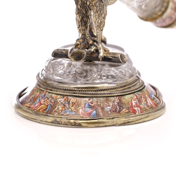 19th century Austrian silver gilt, enamel and rock crystal drinking horn , by Hermann Ratzerdorfer, Vienna, circa 1880s - image 6