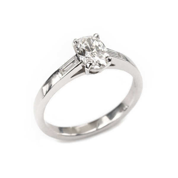 Modern Oval Diamond and Platinum Solitaire Ring 0.91 Carats - image 1