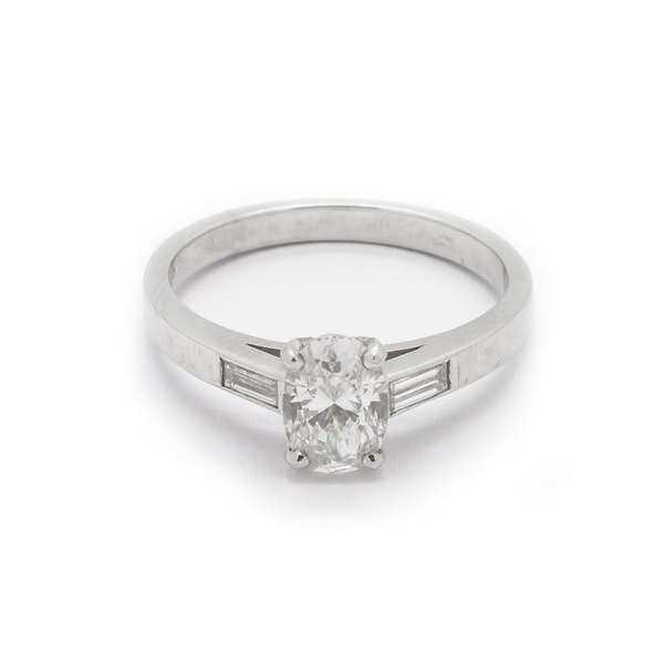Modern Oval Diamond and Platinum Solitaire Ring 0.91 Carats - image 3