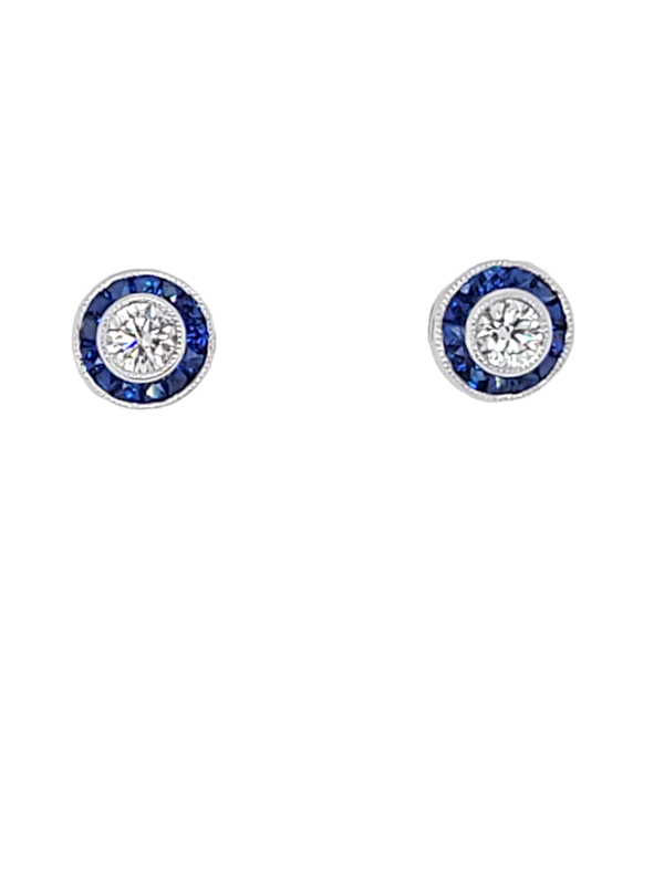 Sapphire and diamond target earrings SKU: 6864 DBGEMS - image 1