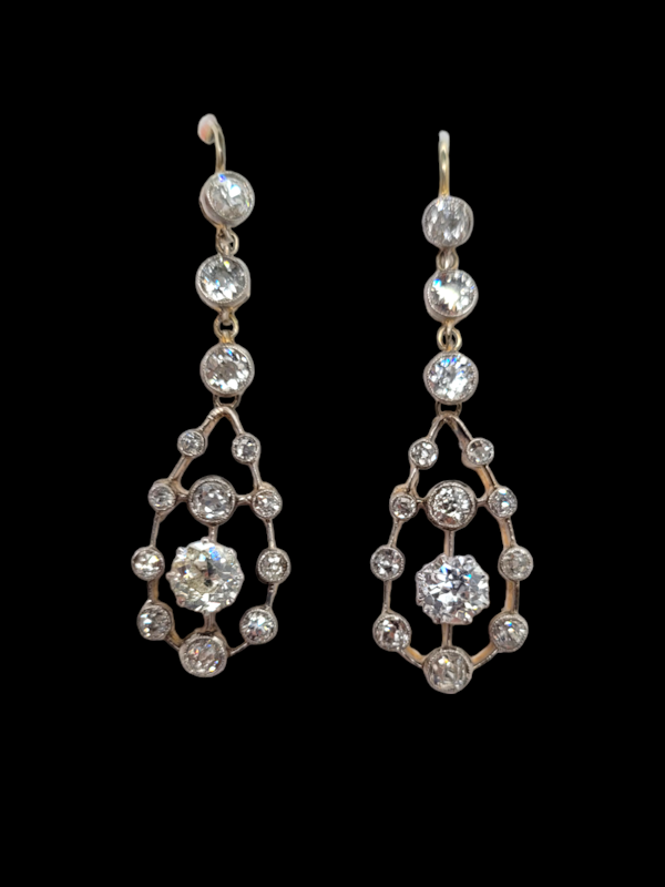 Antique diamond drop earrings SKU: 6852 DBGEMS - image 2