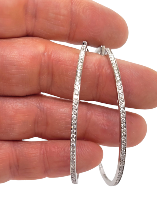 Large diamond hoop earrings SKU: 6850 DBGEMS - image 2