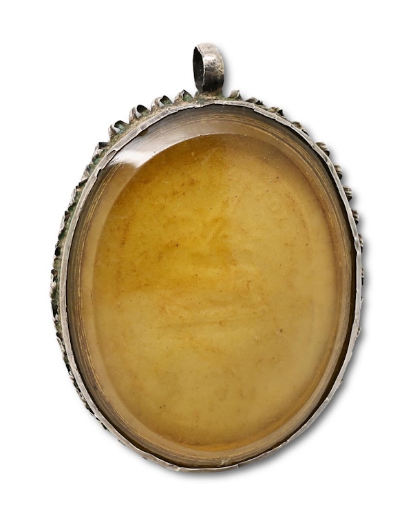 Silver pendant with a needlework picture of Saint Francis. Spanish, 18th century - image 4