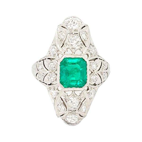 Fine Edwardian emerald and diamond dress ring SKU: 6868  DBGEMS - image 1
