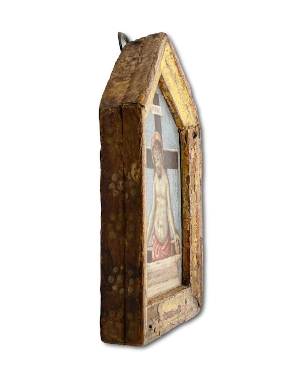 Gilt wood pax painted with the resurrected Christ. North Italian, 15th century. - image 3