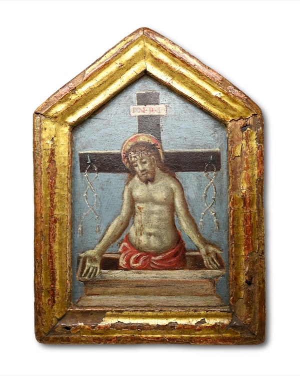 Gilt wood pax painted with the resurrected Christ. North Italian, 15th century. - image 7