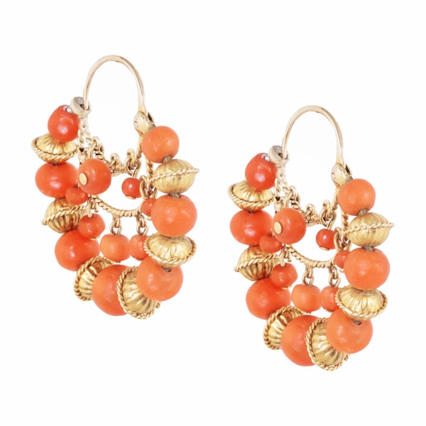 A Pair of Gold Coral Hoop Earrings - image 2