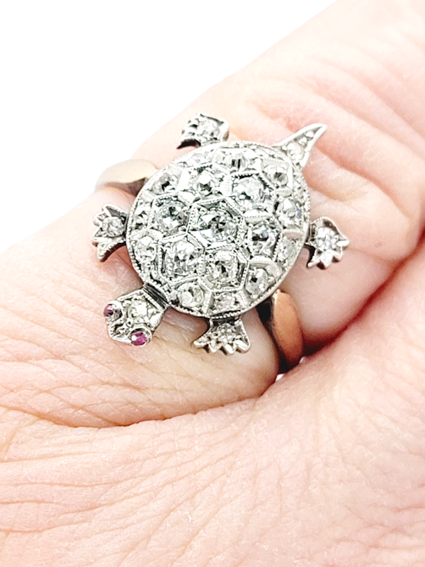 Antique diamond turtle ring SKU: 6873 DBGEMS - image 2