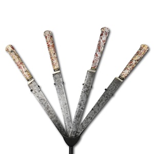 Four Renaissance knives with jasper handles. English or French, 17th century.