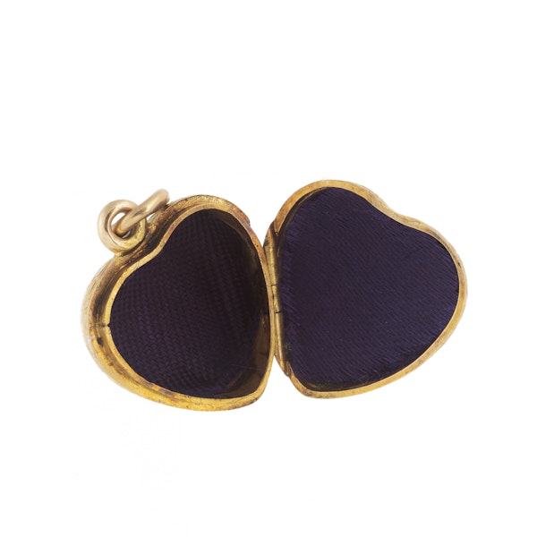 A Gold Engraved Heart Locket Pendant - image 2
