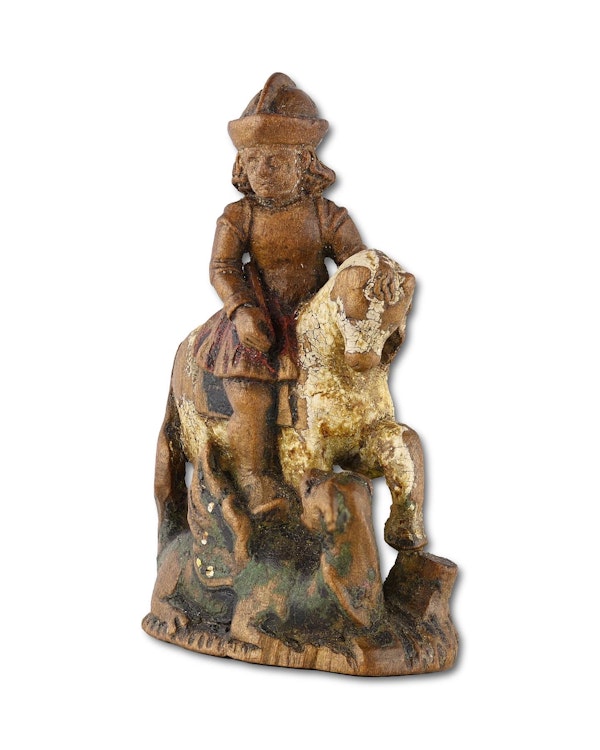 Miniature chess piece of Saint George slaying the dragon. German, 16th century. - image 3