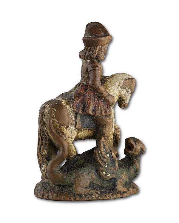 Miniature chess piece of Saint George slaying the dragon. German, 16th century. - image 5