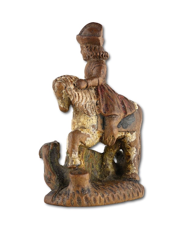 Miniature chess piece of Saint George slaying the dragon. German, 16th century. - image 2