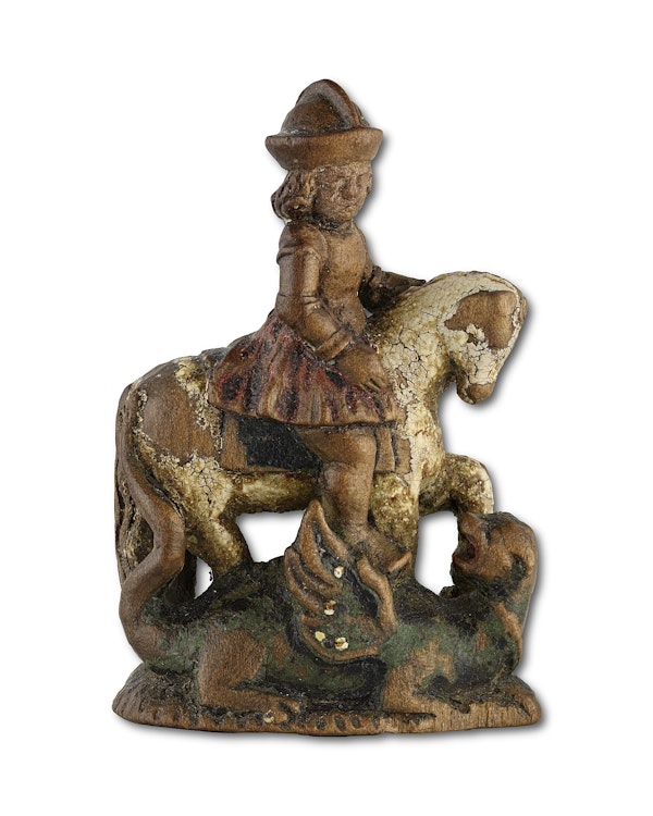 Miniature chess piece of Saint George slaying the dragon. German, 16th century. - image 4