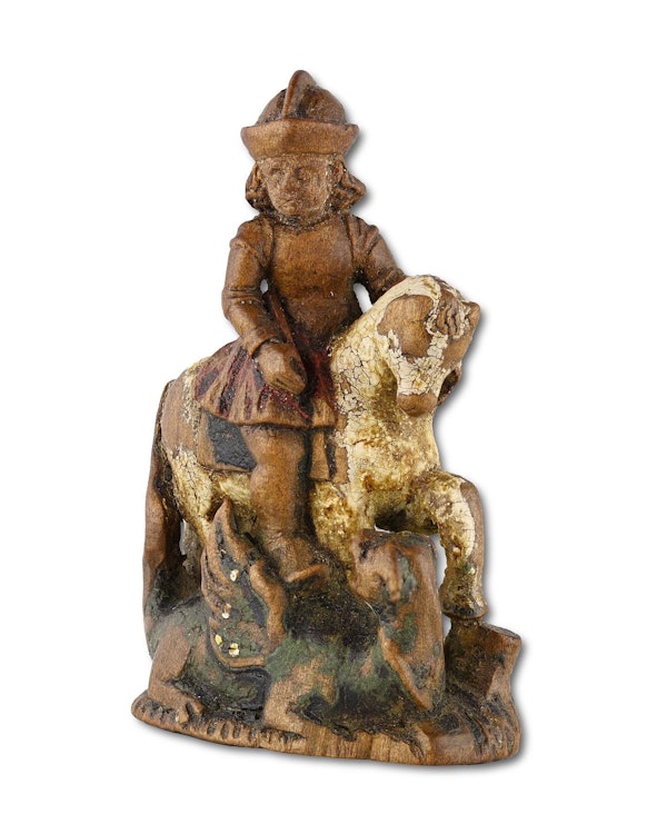 Miniature chess piece of Saint George slaying the dragon. German, 16th century. - image 7