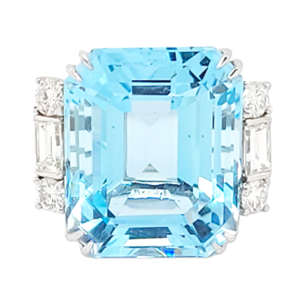 Aquamarine and diamond art deco dress ring SKU: 6885 DBGEMS - image 1