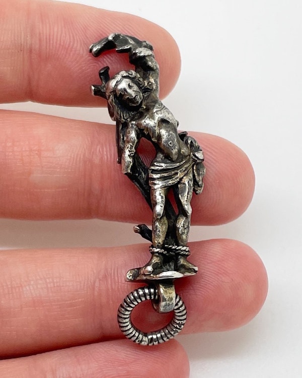 Silver gilt pendant with a figure of Saint Sebastian. German, 15th century. - image 8
