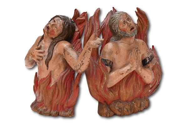 Polychromed sculptures of souls burning in purgatory. South German, 17th century - image 4