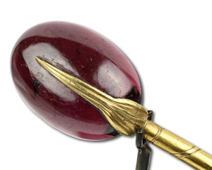 Rare gold handled garnet spoon. French, mid 16th century.
