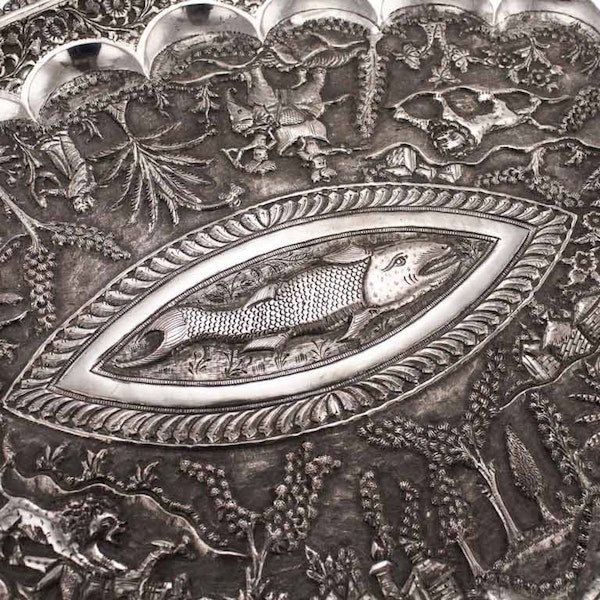 ANTIQUE INDIAN SILVER OVAL PLATTER, LARGE SIZE, LUCKNOW, INDIA – LATE 19TH CENTURY - image 7