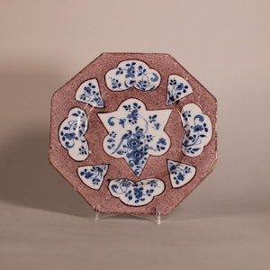 English octagonal Lambeth delft plate, circa 1740