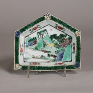 Chinese famille verte biscuit hors d'oeuvre dish, Kangxi (1662-1722)