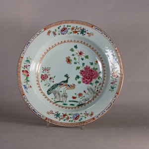 Chinese famille rose double peacock soup plate, Qianlong (1736-95)