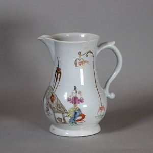 A Worcester cider jug, circa 1753-4, of 'Scratch Cross' type