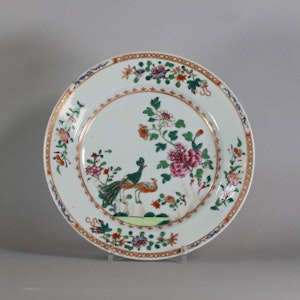 Chinese ‘double peacock’ famille rose plate, Qianlong (1736-95)