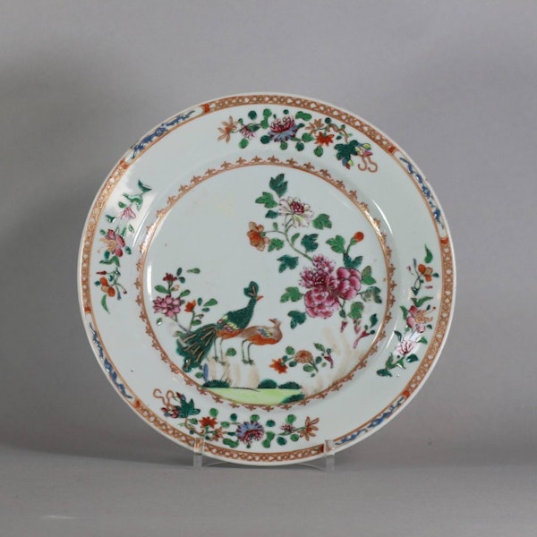 Chinese ‘double peacock’ famille rose plate, Qianlong (1736-95) - image 1