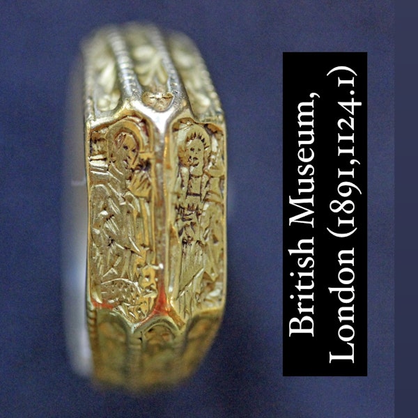Iconographic finger ring with Saint John and the Virgin. English, 15th century. - image 11