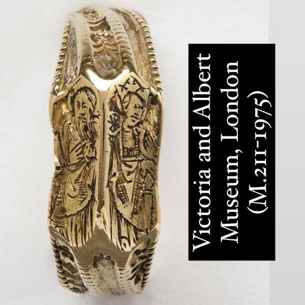 Iconographic finger ring with Saint John and the Virgin. English, 15th century. - image 10