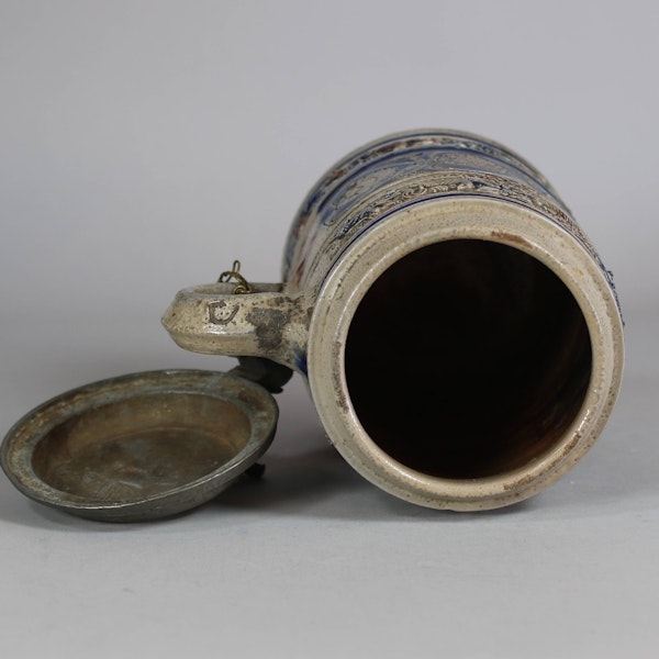 German salt-glaze tankard with pewter lid, 18th century - image 4
