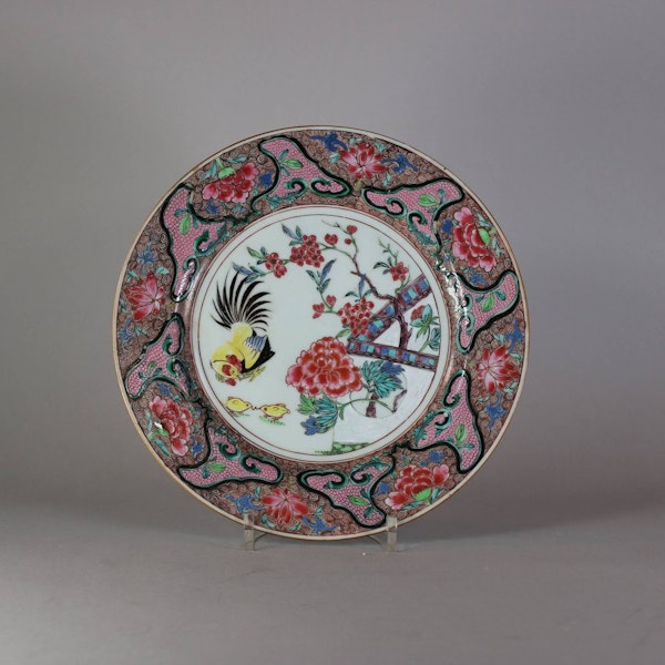 Chinese famille rose cockerel plate, Yongzheng (1723-35) - image 1