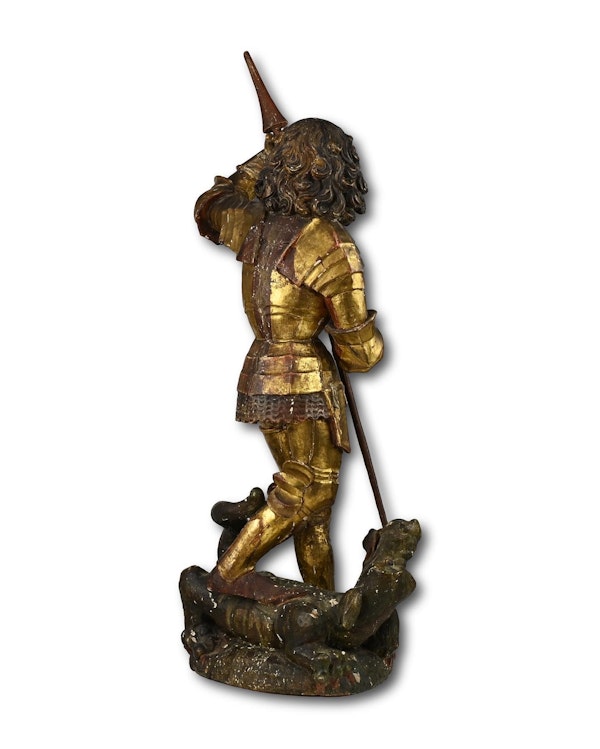 Polychromed sculpture of Saint George and the dragon. South German, 15th century - image 10